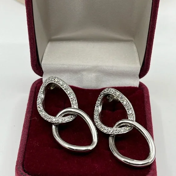 Vintage Sterling Silver Dangle Earrings with Brilliant Sparkle - Picture 5 of 15